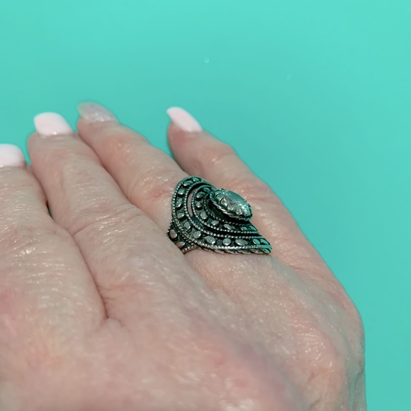 sterling silver filigree .925 ring Sz 8 - Picture 6 of 6